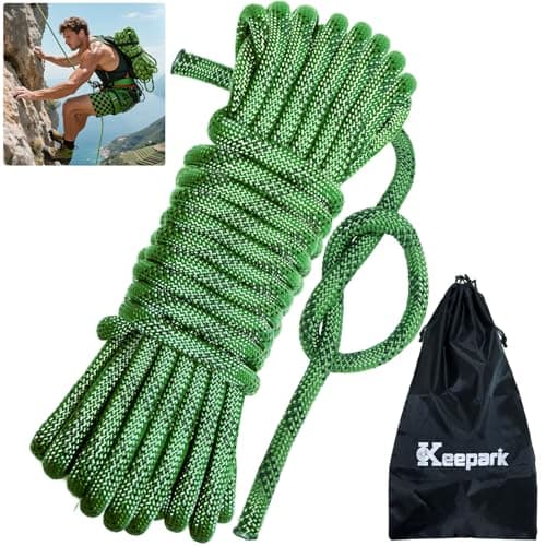 Keepark 10.5mm 1/2 Inch Static Climbing Rope - 32FT to 150FT - 9000lbs Arborist Tree Rope, Heavy Duty Rappelling Rope for Adults & Kids Rock Climbing, Fire Rescue, Escape, Caving, Sailing & Swing — image 1