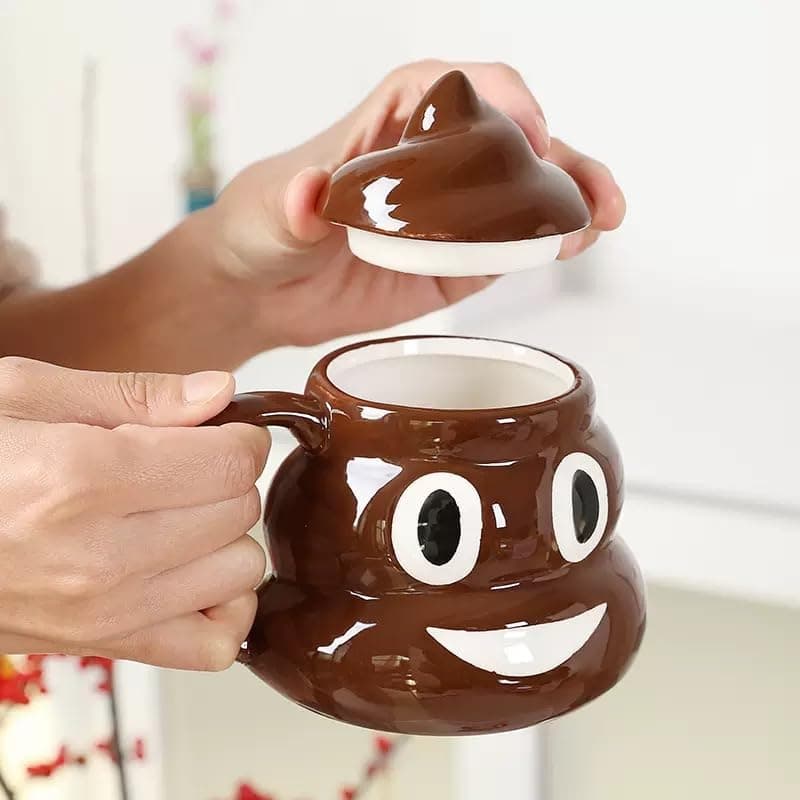 Rundream Funny Ceramic Poop Coffee Mugs 580ML, Unique Coffee Mugs with Lid and Handle, Novelty Poop Coffee Mug, Birthday Gifts for Men & Women, Fun Holiday Gift Idea view 6