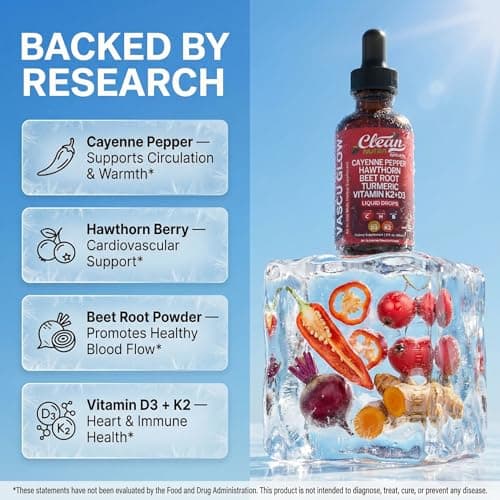 Clean Nutra Cayenne Pepper Drops Supplement Liquid + Hawthorn Berry, Vitamin D3 K2 Beet Root Powder, Ceylon Cinnamon, Turmeric Curcumin, Organic Panax Ginseng, Berberine Extract 1 Pack view 3