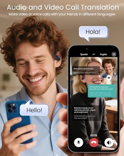 AI Translation Earbuds Real Time 164 Languages 80H Playtime Translator Ear Buds Audifonos Traductores Inglés Español Wireless Earphones Bluetooth AI Headphone for Travel Meeting Learning K08 Black view 4