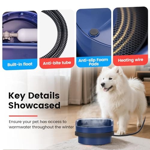 JLUHYANN 2.5L Heated Water Bowl for Dogs, Outdoor Heated Dog Bowl Thermostatic Control Heated Pet Bowl for Outside Heated Chicken Waterer Heated Pet Waterer for Chicken, Duck, Goose, Rabbit view 2