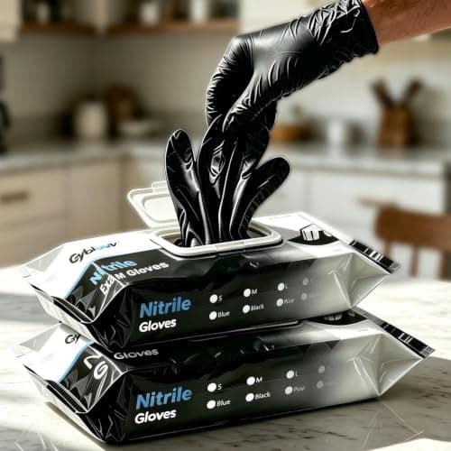 Gybluuv Nitrile Gloves Black 6 Mil 100/200/1000 Pcs, Gloves Disposable Latex Free for Food Prep, Cooking, Kitchen Cleaning — image 1