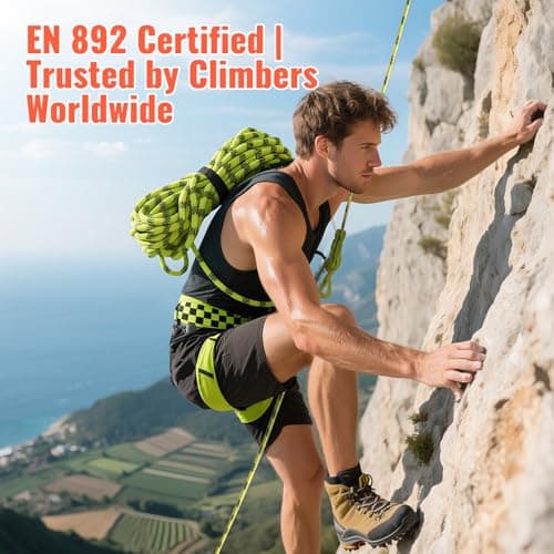 Keepark 10.5mm 1/2 Inch Static Climbing Rope - 32FT to 150FT - 9000lbs Arborist Tree Rope, Heavy Duty Rappelling Rope for Adults & Kids Rock Climbing, Fire Rescue, Escape, Caving, Sailing & Swing view 5