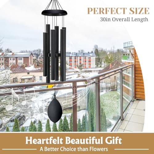 Wind Chimes 30in Black Metal Outdoor, Patio Garden Gift for Moms view 6