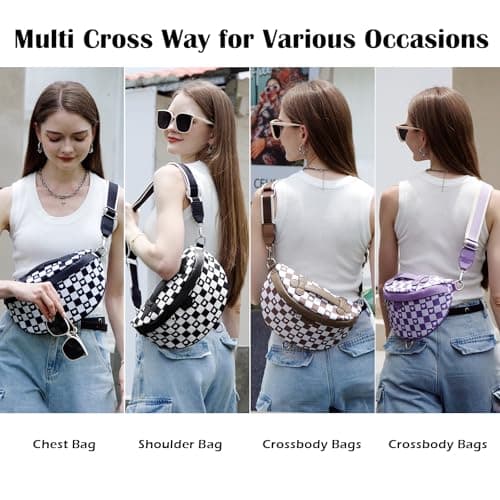 Eslcorri Crossbody Bags for Women - Fashion Sling Purse Shoulder Bag Fanny Pack Leather Causal Chest Bum Bag Cross Body Purse view 2