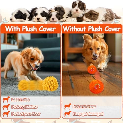 Interactive Dog Toys - Self Rolling Dog Ball with Anti-Chewer Cover for Small/Medium Puppy, Active Motion Activated Toys That Move on its Own, Orange view 7