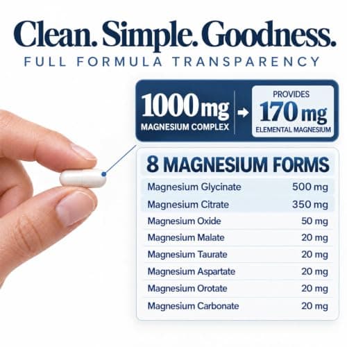 Magnesium Complex 1000mg with Glycinate, L-Theanine & GABA, Vegan 120 Count view 2