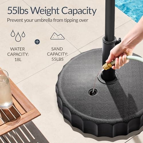 Best Choice Products Fillable Umbrella Base Stand Fluted Design Plastic Patio Umbrella Base Stand, Pole Holder for Outdoor, Lawn w/ 55lbs Weight Capacity, Adjustment Knob view 3