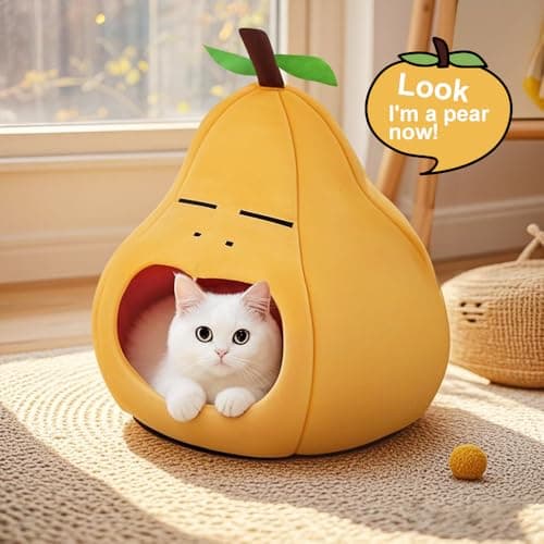 MOYMO Cute Cat Beds for Indoor Cats, Small Dog Beds, Soft Washable Pet Beds for Kitten and Puppy, Funny Pear Cat Cave, 19 Inches view 3