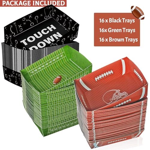 LyhongParty 48PCS Superbowl Party Decorations,5lb Large Serving Boats for Football Party Decorations, Football Paper Food Trays, Superbowl Party Supplies view 4