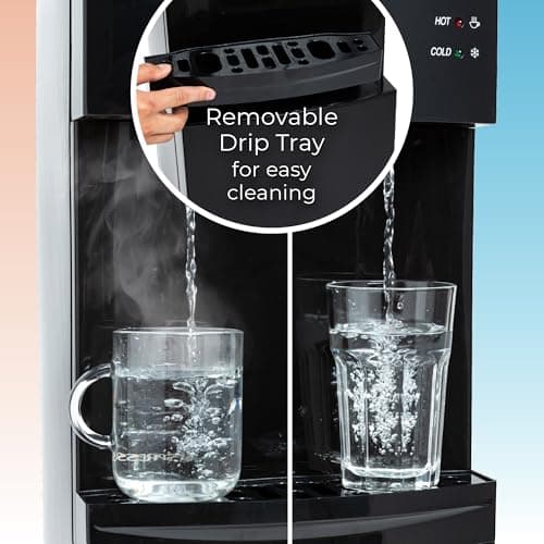 Igloo Top Loading Water Cooler with Removable Drip Tray & Energy-Saving Features- Water Tower with Hot, Cold Temperature Settings- Water Dispenser Fits 3 & 5-Gallon Jugs with Child Safety Lock- Black view 6