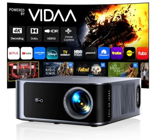 Outdoor-Projector-4K [VIDAA Live TV/40W Dolby/920 ISO] with WiFi6 and Bluetooth Compatible with Netflix, Smart Projector, AI Voice Control & Auto Focus, HDR10, Movie Proyector for Ceiling Home Theater — image 1