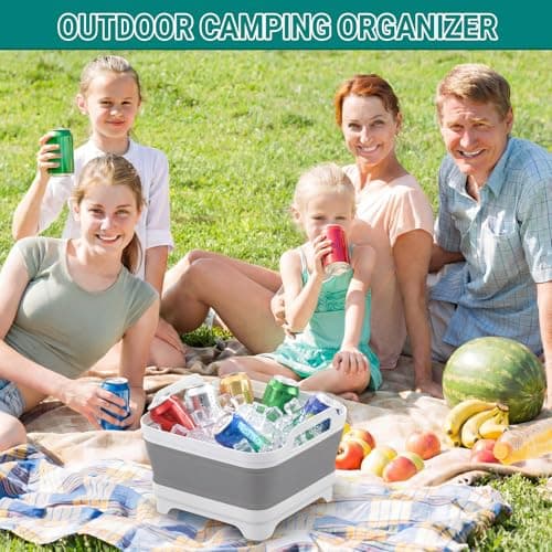 Yecuip Collapsible Wash Basin for Baby Bottles with Drying Rack – 2.4 Gallon Foldable Dish Tub with Handles, Portable RV Camping Sink & Space-Saving Wash Bin with Lid for Kitchen, Travel & Outdoor view 2