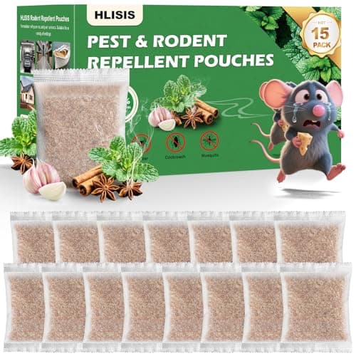 HLISIS 15 Pack Mouse Repellent Pouches, Peppermint Oil Repellent for Mice, Natural Rodent Repellent Pouches Effectively Repels Rodents, Mosquito, Spiders, and Other Pests, Indoor & Outdoor Use view 1