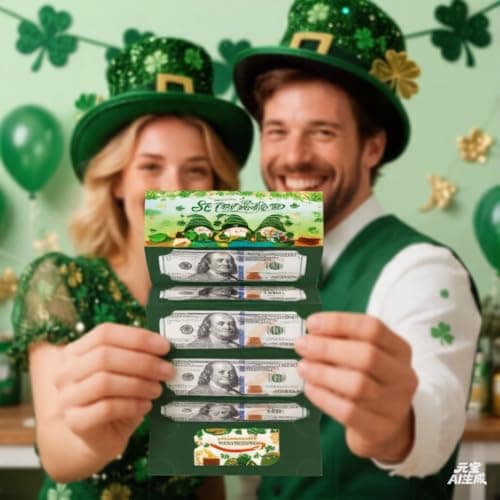 St. Patrick's Day Money Envelope for Cash with 10 Slots, Bunny Card for Easter, Birthday, Graduation, Party Gifts | Creative Cash Envelope for Men, Women, Boys, Girls, Teens, Adults (Green, 1Pcs) view 2