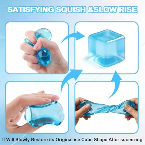 Cube Squishy Stress Relief Toys: Clear Sensory Fidget Toys for Anxiety & ADHD, Soft Slow Rising Squeeze Toys for Desk Office, Cool Gadgets for Men and Women Gifts for Father Monther Teens&Adults view 3