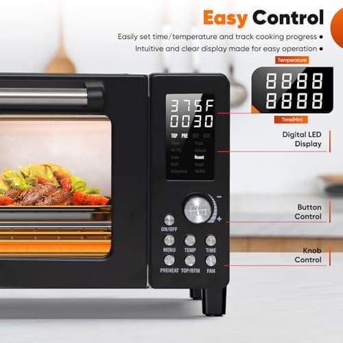 Nuwave Bravo Pro Convection Air Fryer Toaster Oven Combo, 2025 New and Improved, 10-in-1, 50°-450°F Temp Controls, Quick & Even Crisp Technology, 21Qt Capacity, Black, PFAS Free view 5