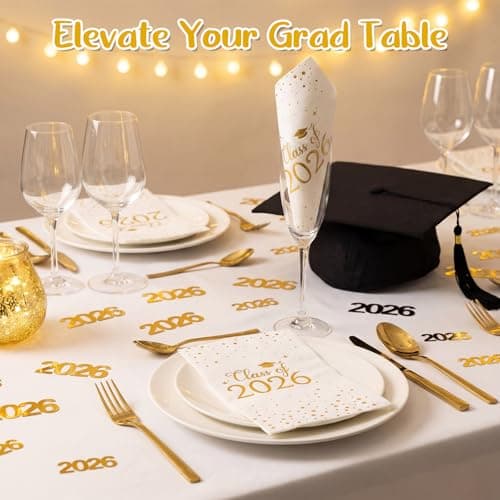 NatNarr 60 Pcs 2026 Graduation Napkins, Class of 2026 Disposable Hand Towels for Bathroom Gold Foil Dots Dinner Guest Napkins for High School College Graduation Party Decoration Congrats Celebration view 6