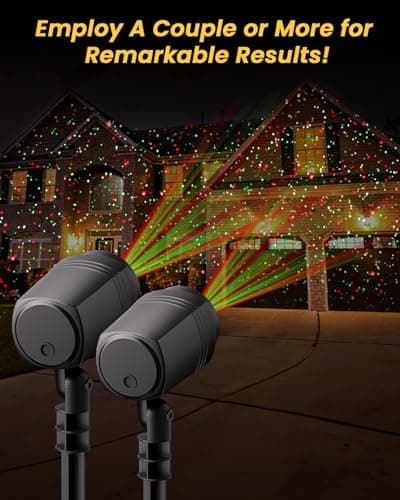 Enjoyedled Christmas Projector Lights Outdoor Red & Green Galaxy Laser | 33ft RF Remote, IP65 Waterproof, 0.5/3/5/8H Timer, 4-Speed Modes, Indoor Base & Outdoor Stake for Home Garden Holiday Decor view 6