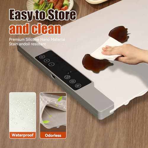 Warming Mat for Food Extra Large 35.4”x13.4” 7 Temperature Settings Silicone Food Warming Mat Roll up Food Warmer with Full Surface Heating Warming Pad Electric Warming Tray for Buffets Party Home view 5