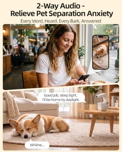 Genie S 2.5K Pet/Dog/Cat Camera, No Subscription Required, Built-in 32GB Storage, Phone APP, 2-Way Audio, 360° Pan&Tilt, Motion Detection, Privacy Mode, AI Tracking, Alexa & Google Assistant view 4