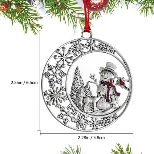 Christmas Ornaments 2025, Snowman Ornaments for Christmas Tree, Metal Snowflake Xmas Ornament, Pretty Cute Holiday Ornament, Vintage Snowman Gift view 3