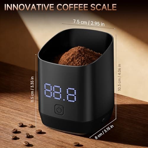 Digital Coffee Scale, Digital Coffee Bean Dosing Cup, 0.1g High Precision Mini Coffee Scale for Pour Over, Espresso, and French Press, Rechargeable Coffee Scale with LED Display, Tare Function view 2