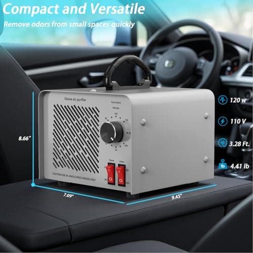 120,000mg/h 0zone Generator High Capacity Ozone Machine & 1 Billion Negative Ion Air Purifier for Home, Car, Pet Odor Removal, O3 Odor Eliminator up to 2,500 Sq. Ft.(Blue) view 6