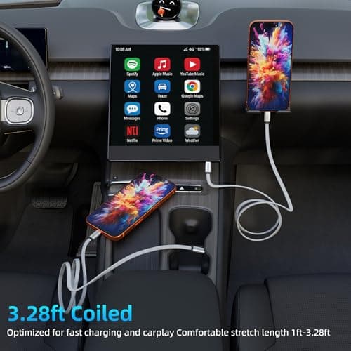 KEDESO 240W Magnetic USB C to USB C Cable [Built-in Magnet Tidy] 3.3ft Flat Braided Type C Fast Charging Cord for Car CarPlay, Android Auto, Compatible with iPhone 16 17 Pro Max, iPad, MacBook, S25 view 3