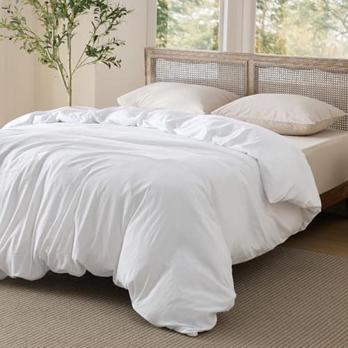 Bedsure Twin Duvet Cover Only - Prewashed Cotton-Like Polyester Soft All Season Bedding, Includes 1 Duvet Cover Twin Size 68x90 Inches with Zipper Closure, White, (No Comforter, No Pillow Shams) view 2