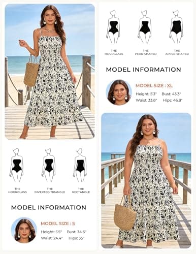 GRACE KARIN Summer Dresses for Women 2026 Vacation,Smocked Floral Maxi Dress,Boho Beach Sundress with Pocket Fashion Clothing view 6