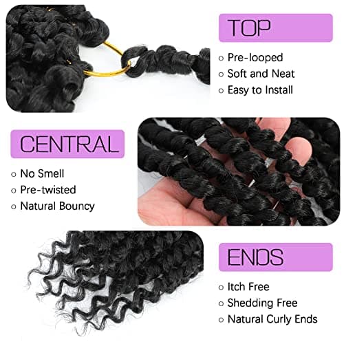 Callia Passion Twist Hair 12 Inch Passion Twist Crochet Hair 9Packs PreLooped Crochet Hair for Black Women PreTwisted Crochet Passion Twist Hair 1B view 5