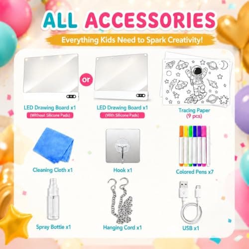 Cujemy LED Drawing Board for Kids,17" Rechargeable Light Up Doodle Boards | 3 Modes 8 Colors DIY USB-C Erasable Acrylic Neon LED Writing Tablet for Kids,Christmas Holiday Birthday Gifts for Girls Boys view 5