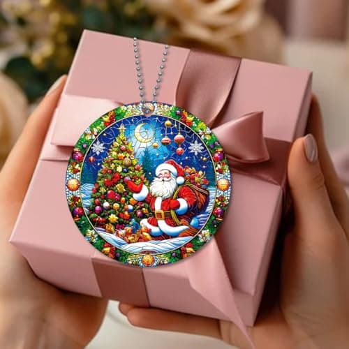 Santa Ornaments, Santa Claus Ornaments for Christmas Tree, Vintage Santas Acrylic Ornament, Unique Classic Christmas Ornament for Gift Exchange view 6