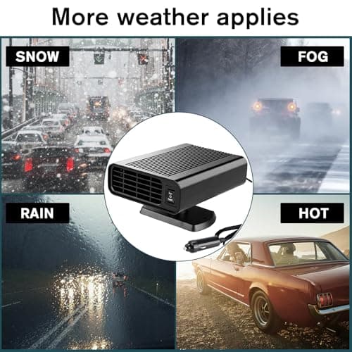 Car Heater-12V Car Heaters forVehicle,150W Car Heater that Plug in Cigarette Lighter,2 in 1 Fast Heating Defrost Defogger view 2