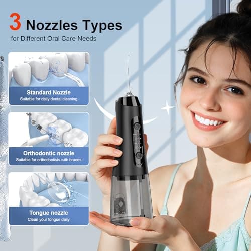 Lyinda Water Dental Flosser, 320 mL Cordless Oral Irrigator, 4 Modes, IPX7 | Powerful everyday cleaning with 4 adjustable modes and a 320mL tank. Cordless, rechargeable, waterproof, and travel-friendly view 5