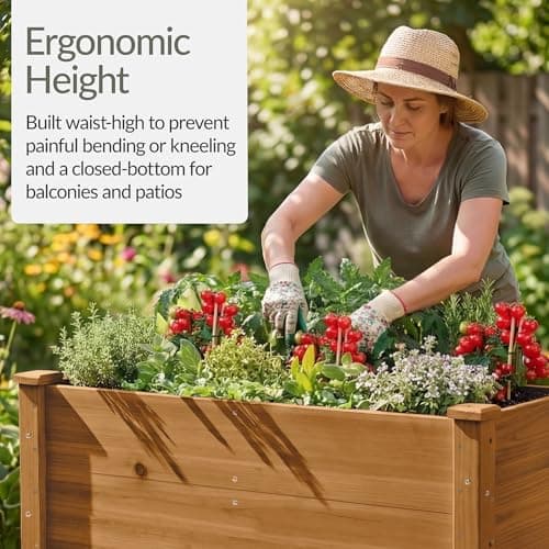 Best Choice Products 48" x 24" x 30" Raised Garden Bed with Extra Deep 16" Depth, Elevated Wood Planter Box Stand for Backyard, Patio, Balcony, Natural Fir Wood - Acorn Brown view 4