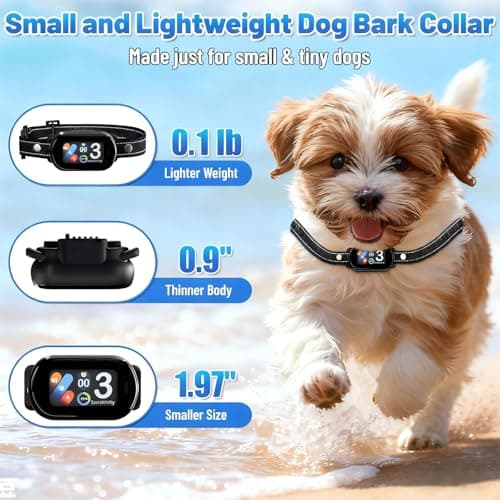 Smart Dog Bark Collar for Small Medium Large Dogs, Rechargeable Ultra-Light Anti Barking Collar with 5 Adjustable Sensitivity,Bark Stop Device,Beep Vibration Modes,IP67 Waterproof view 5