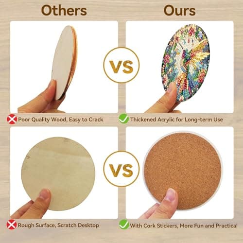 Axquilon Diamond Art Coasters Kit for Adults, 8 Pcs Hummingbirds Diamond Painting Coasters Kit with Holder, DIY Non Slip Art Supplies 4x4in view 5