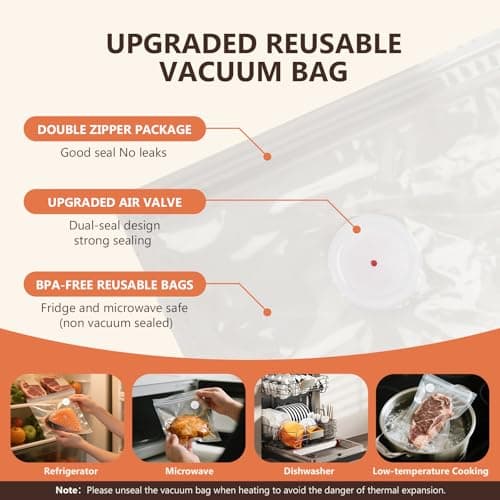 Kayiant Vacuum Sealer For Food (Compact Vacuum Sealers+30 Reusable Vacuum Bags), Powerful Handheld Vacuum Sealer for 10X Preservation & Fresh view 4