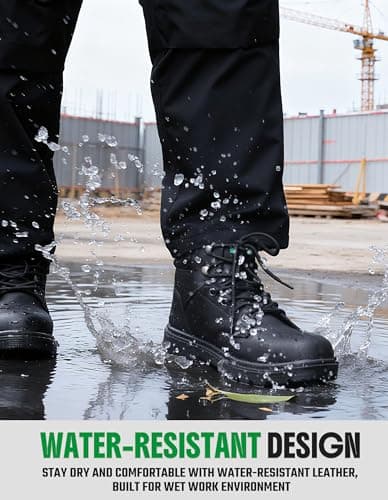 SKPRO Steel Toe Work Boots for Men, Lightweight Non Slip Boots, Safety Toe Construction Leather Water-Resistant Shoes view 4