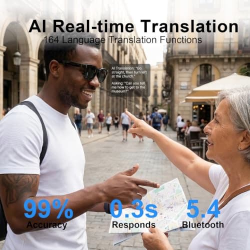 AI Smart Glasses with Camera, 8MP HD Bluetooth Camera Glasses for Women Men | 1080P Video Recording Sunglasses, Real Time Translation, Voice Assistant, Open Earbuds, Travel, Work, Vlog view 5