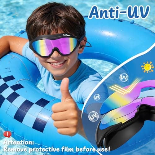 LEEIGGT Swim Goggles for Kids 8-14, Youth Beginner Swimming Goggles Anti Fog UV Protection, Leakproof Wide View view 3