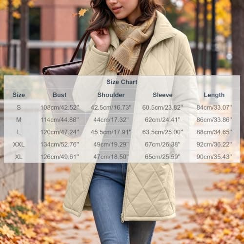 Quilted Jackets for Women Lightwight Fall Winter Mid Length Padded Coats view 5