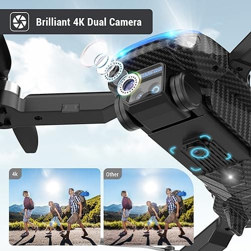 4K Drones with Camera for Kids,Drones for Adults withEmergency Stop, Headless Mode, 360° Flips, CarryingCase & 2 Batteries,Wireless RC Toys for Boys Girls(Black) view 2
