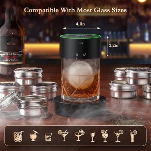 AMZSEAT Electric Whiskey Smoker Kit-Rechargeable Cocktail Smoker Set with 6 Wood Chips-Unique Bourbon Ideal Christmas, Birthday, Valentine's Day Gift,Gifts for Men, Dad, Husband view 7