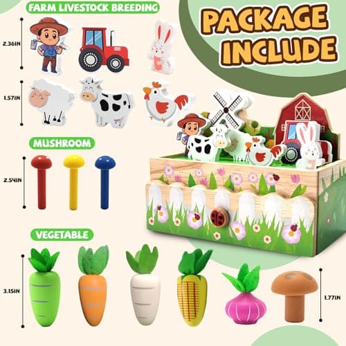 Montessori Toys for 18 Months+ | Wooden Animal Farm Kids Toys | Shape Sorting Educational Learning Fine Motor Skills |Birthday Gifts for Girl&Boy view 3