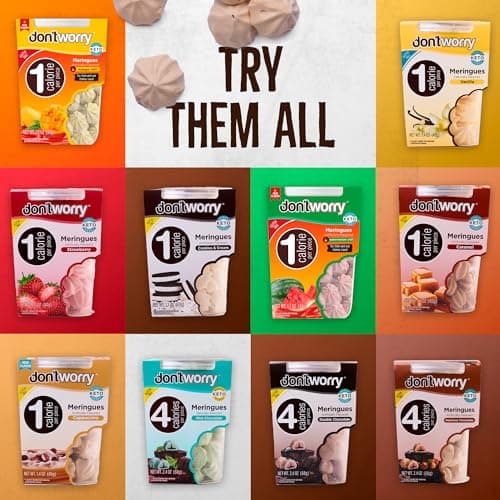 Don't Worry Meringue Cookies | Double Chocolate & Cookies and Cream Flavor | Low Sugar Candy with 1 Calorie per Piece | Keto, Gluten Free, Low Carb Healthy Snacks For Adults | 4 Pack view 6