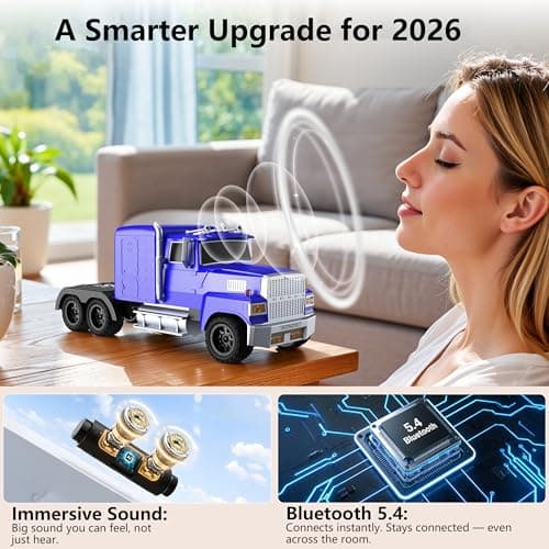 AONOX Cybertruck Bluetooth Speaker, Mini Bluetooth Car Speaker with LED Lights, FM Radio, USB TF Card, TWS Stereo Sound, for Desk Gaming Outdoor, Gift for Car Lovers view 2