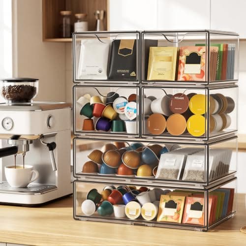 6 Pack Acrylic Stackable Storage Drawers & Boxes, Plastic Organizer Bins view 6
